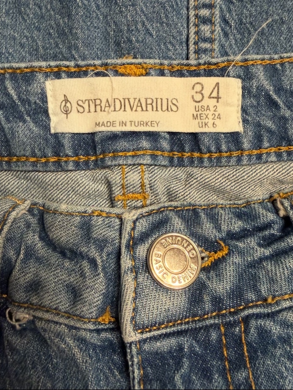 Blue Denim Midi Skirt with Front Slit - Stradivarius - Picture 4 of 4